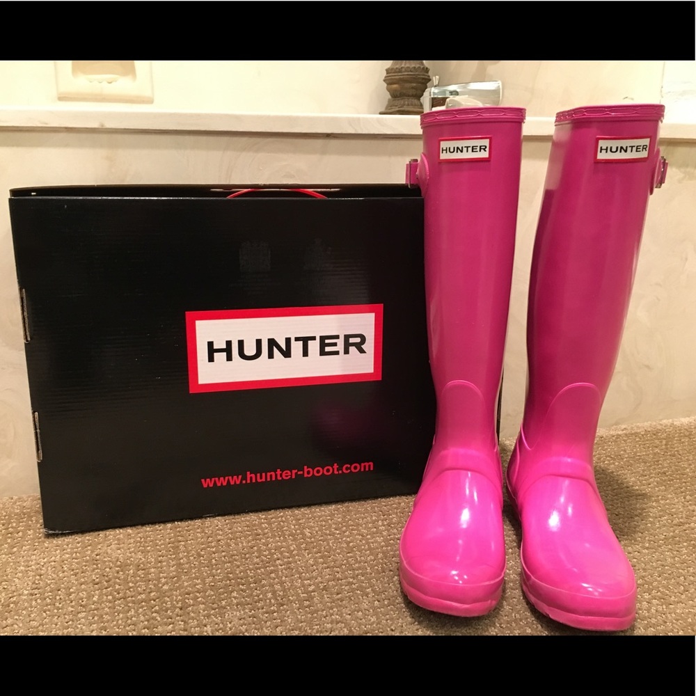 Bright Pink Hunter Rain Boots